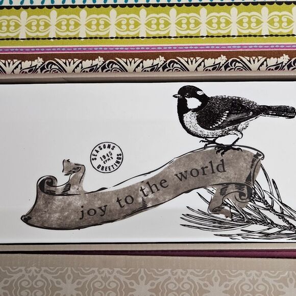 St. Nicholas Square Bird on Branch Joy to the World Fluted Ceramic Treat Tray - Picture 2 of 9